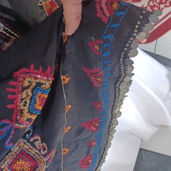 Chico's Boho long skirt and blouse, nwt, Size 2 (12), Beaded, Sequins, Tiered - Picture 4 of 14